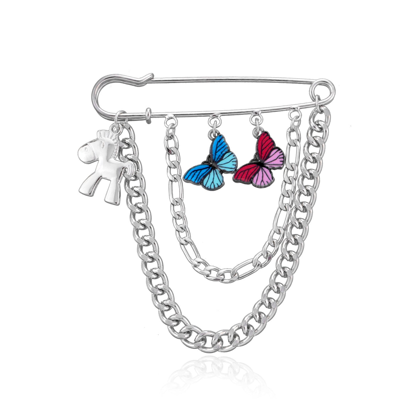 Colorful Enamel Butterfly Brooch for Women Vintage Hip-Hop Influencer Jewelry Accessory