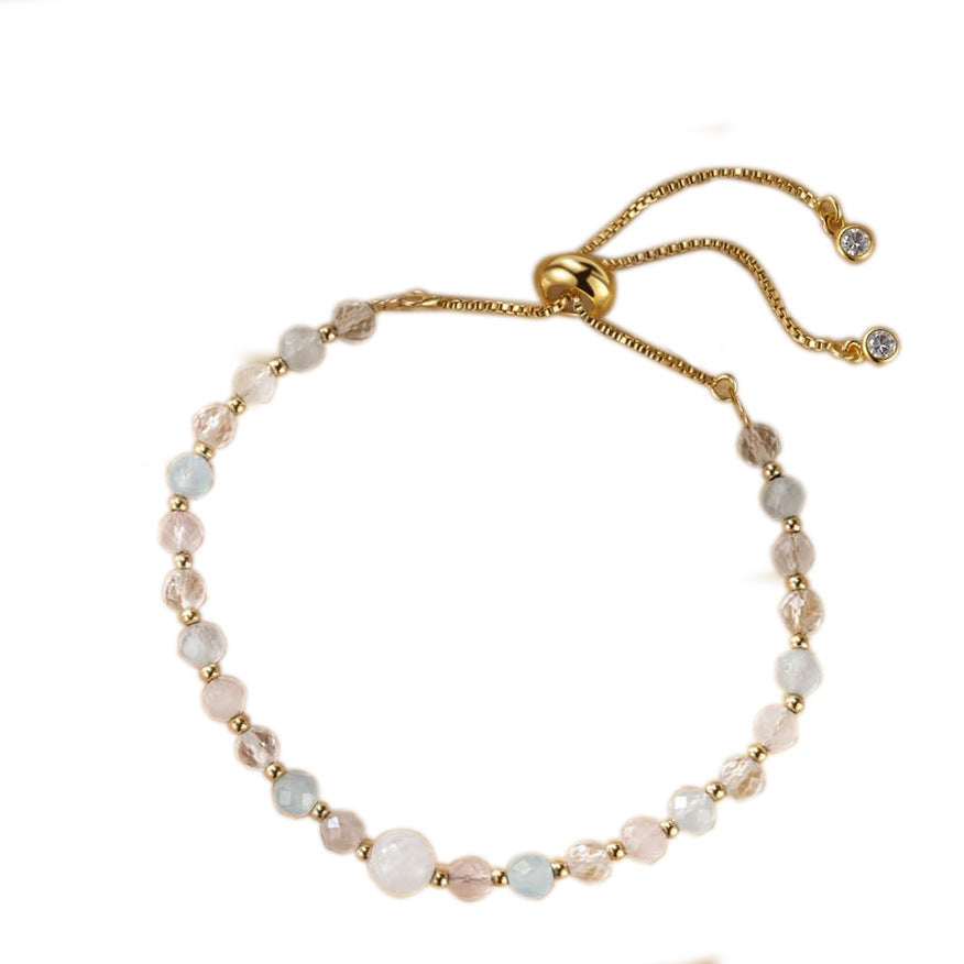 Geometric Round Natural Gemstone Adjustable Bracelet for Women
