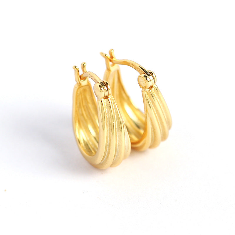 Geometric Spiral 925 Sterling Silver Plated Hoop Earrings
