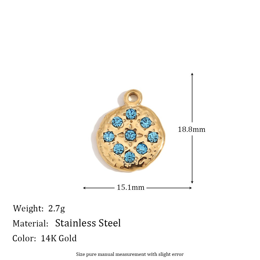 Minimalist Geometric Pendant with 14K Gold Plated Stainless Steel Round Heart Shape and Greek Key Pattern for DIY Jewelry Making