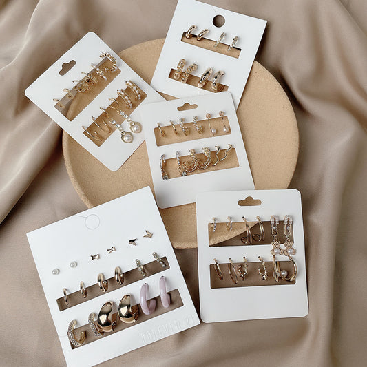 Vintage Sweet Round Heart Alloy Plated Pearl Hoop Earrings for Women