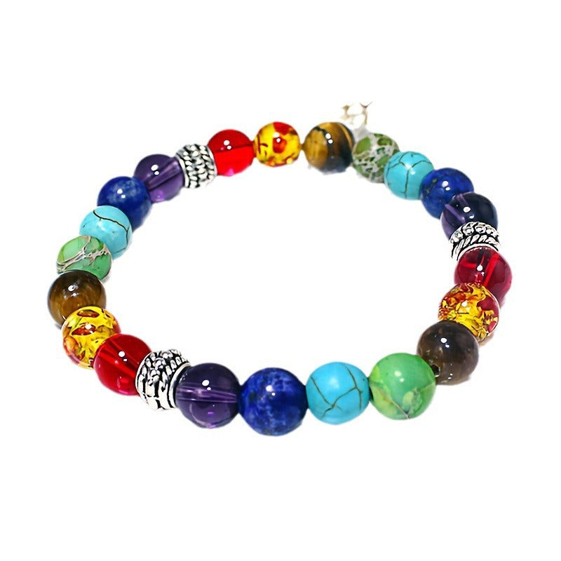 8mm Round Geometric Turquoise Beaded Bracelet Unisex Yoga Balance Hand Jewelry