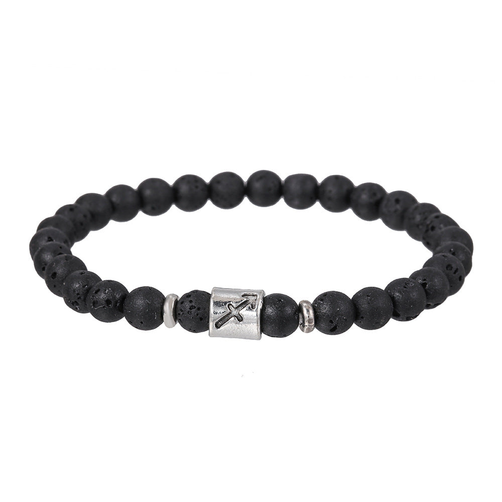 Handmade Geometric Round Volcanic Stone Bracelet for Unisex