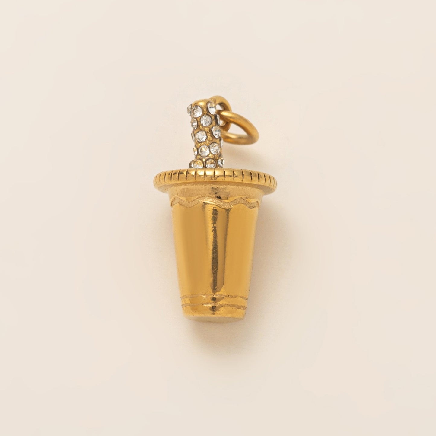 Vintage 18K Gold Plated Stainless Steel PVD Boot Charm Bar