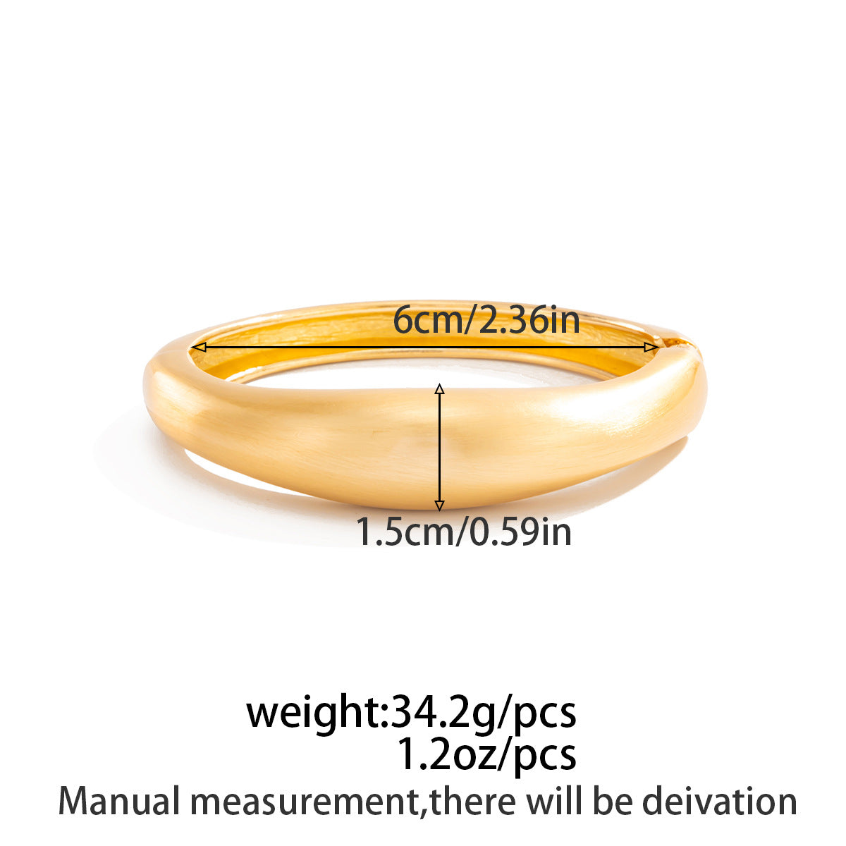 Matte Plated Alloy Oval Geometric Bangle Bracelet for Women