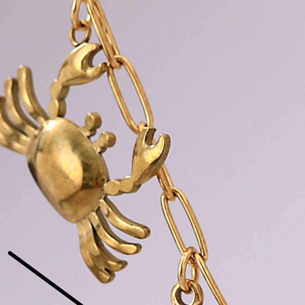 Casual 18K Gold Plated Stainless Steel Starfish Conch Shell Charm Bar Necklace for Unisex