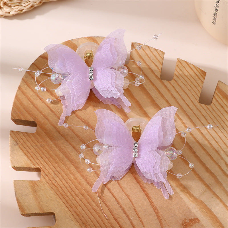 Fermaglio per capelli con fiocco a farfalla dolce per bambine, in resina, stile naturale, a becco d'anatra, per code di cavallo e chignon