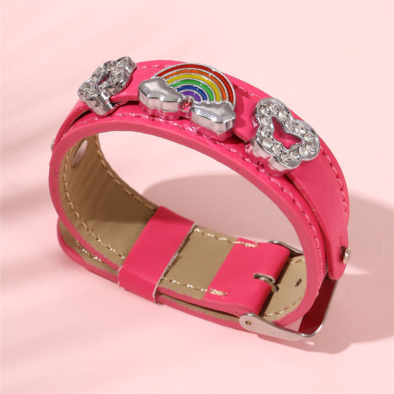 Pulsera de mariposa de resina estilo retro punk con diamantes de imitación para niñas con acabado artesanal