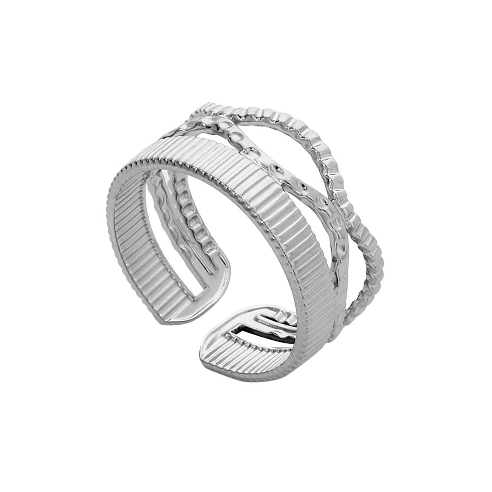 Minimalist Geometric Heart Plated Stainless Steel Adjustable Ring for Unisex