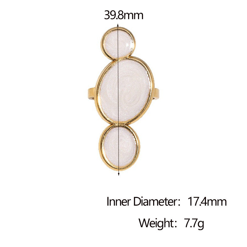 Minimalist Geometric Stainless Steel Open Ring with 18K Gold Plating for Women, Hypoallergenic and Fade-Resistant Luxury Jewelry