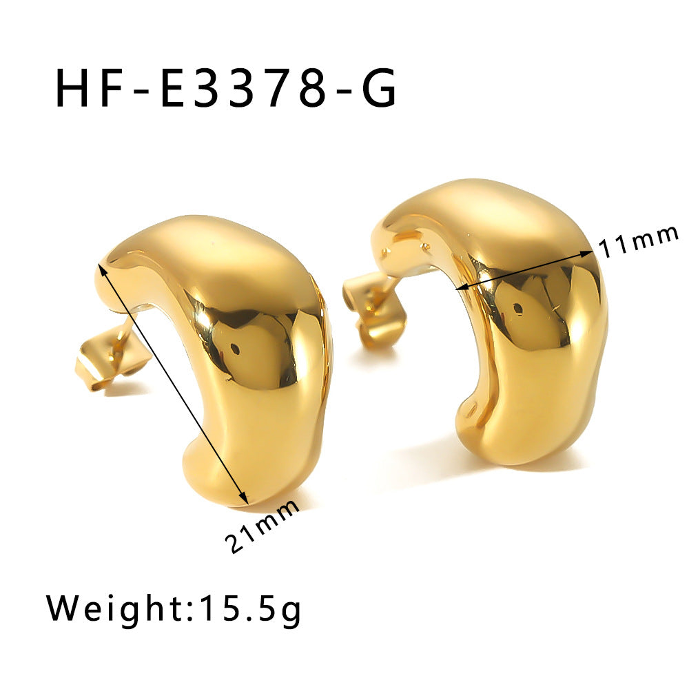 Orecchini geometrici irregolari in acciaio inossidabile con placcatura in oro 18 carati, gioielli da donna alla moda e minimalisti