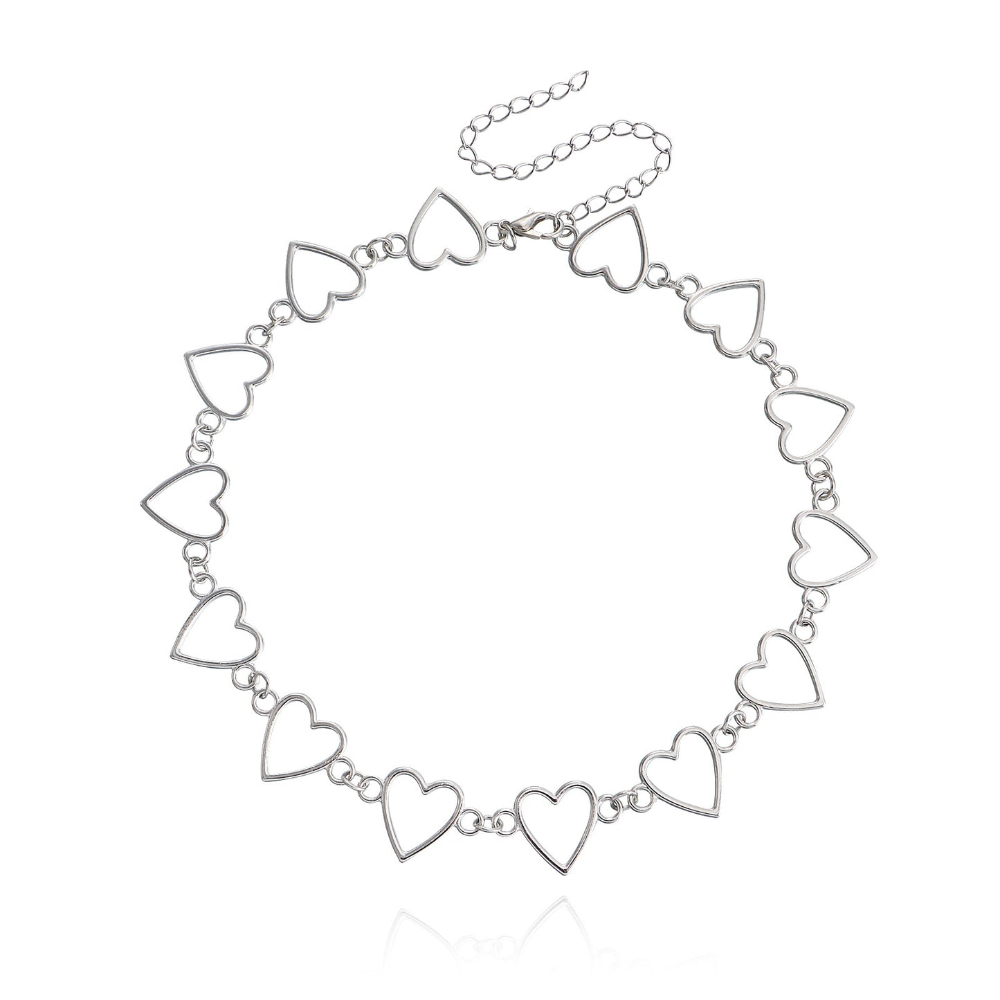 Minimalist Geometric Hollow Heart Necklace for Women Alloy Pendant with Plated Finish Pearl Chain