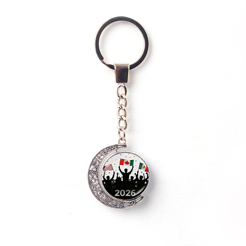 Rotating Moon Alloy Keychain Charm