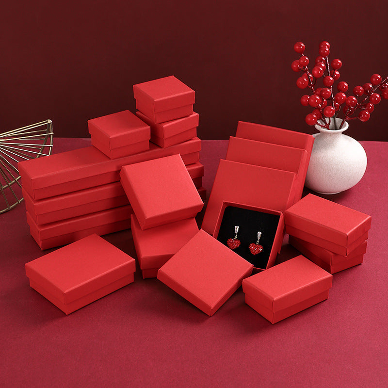 Caja Rígida Roja de Papel para Joyería de Pendientes, Pulseras, Collares, Anillos y Colgantes con Inserto de Espuma
