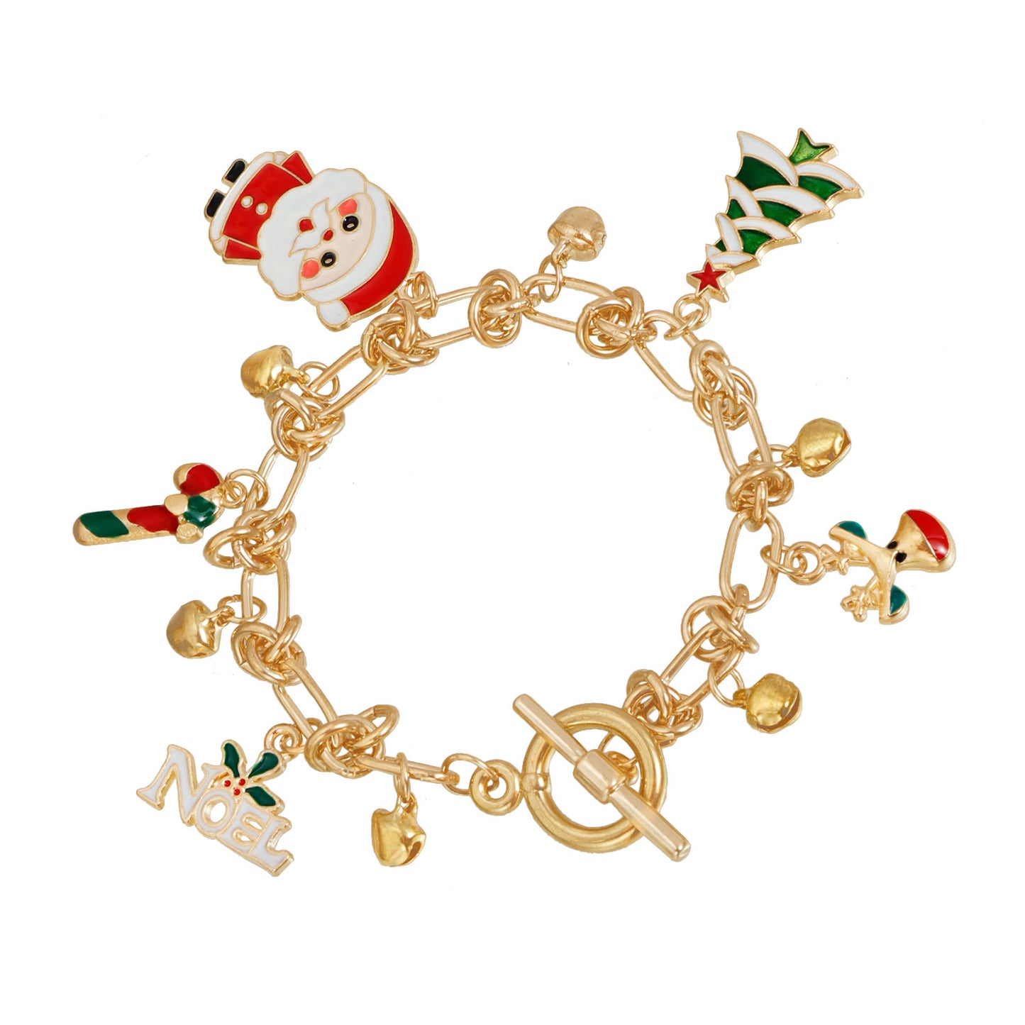 Geometric Alloy Plated Choker Necklace for Women Christmas Santa Claus Color Block Party Jewelry
