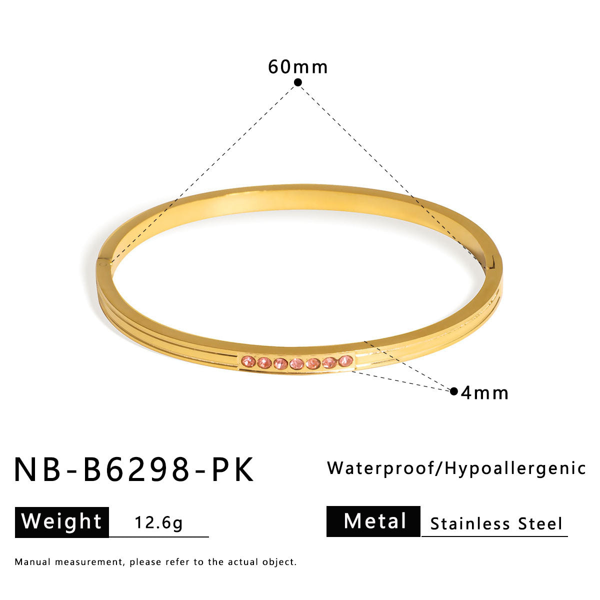 Bracciale Minimalista Geometrico in Acciaio Inossidabile Placcato con Strass Colorati, Chiusura a Scatto Ipoallergenica, Gioielli Lussuosi per Tutti i Giorni