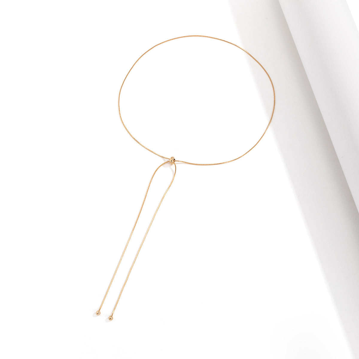 Minimalist Square Brass Plated Cable Chain Necklace with Tassel Adjustable