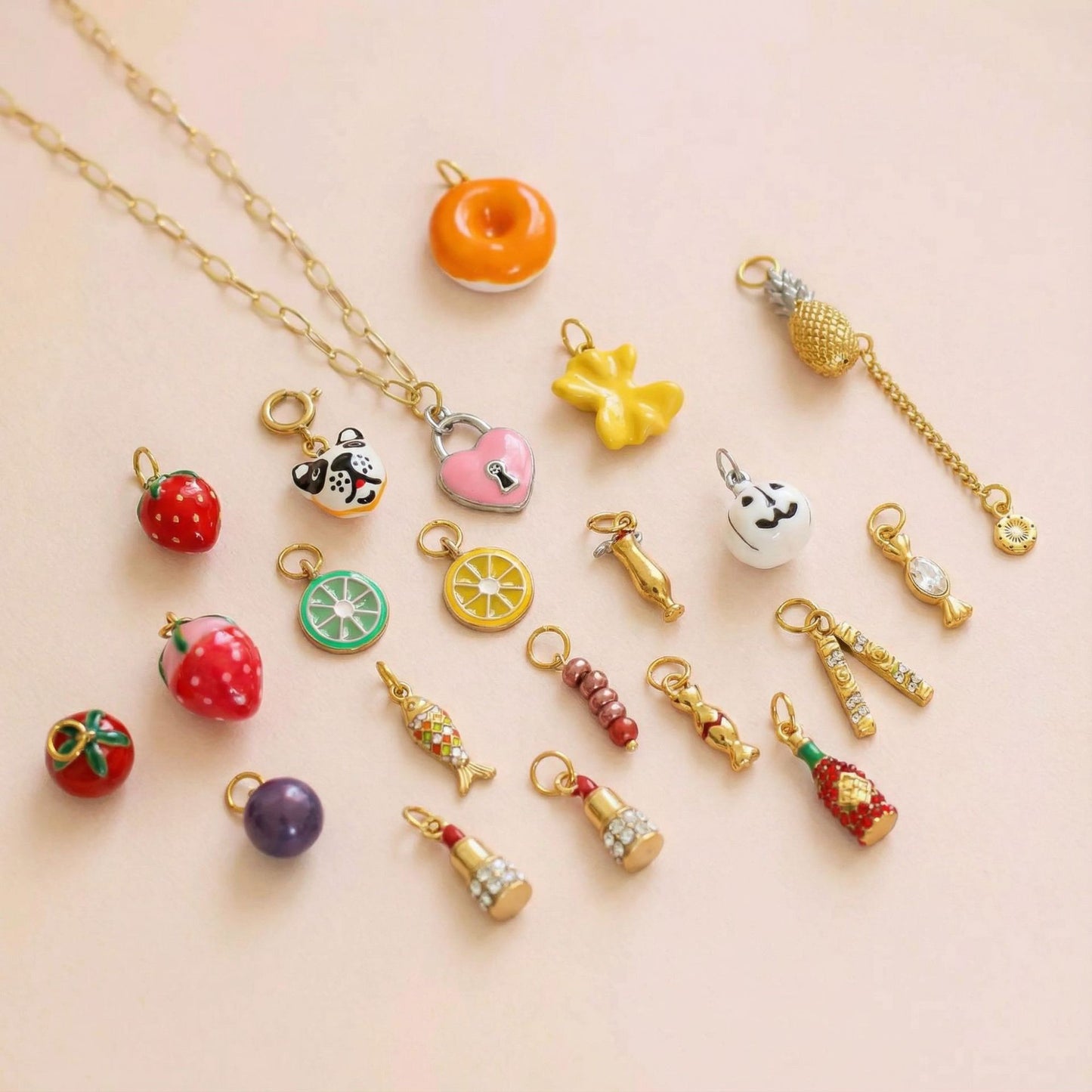 Vintage 18K Gold Plated Stainless Steel Round Pumpkin Charm Bar