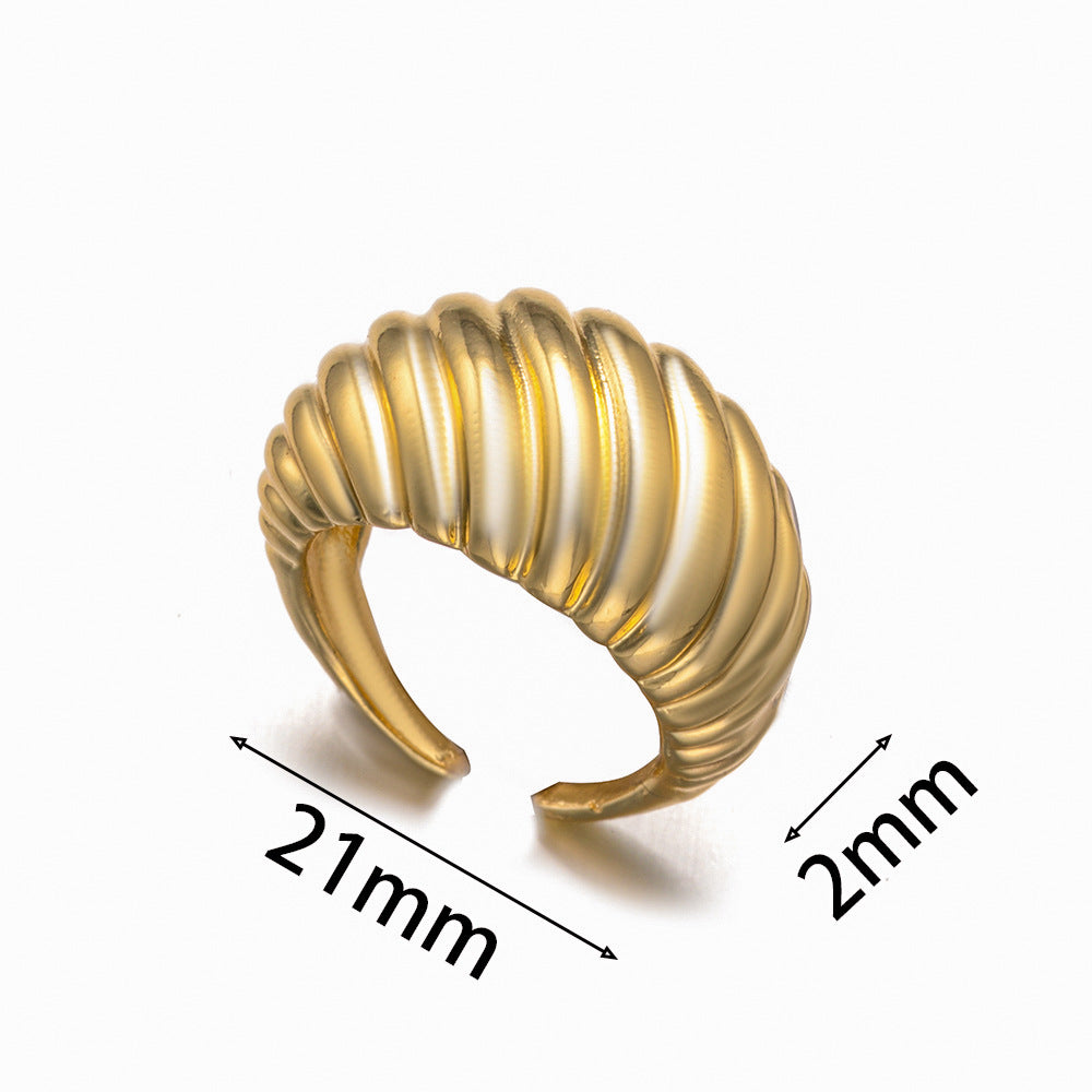 Anello Aperto Geometrico Minimalista da Donna in Rame Placcato Oro 18K con Stile Moderno ed Elegante Adatto per l'Ufficio