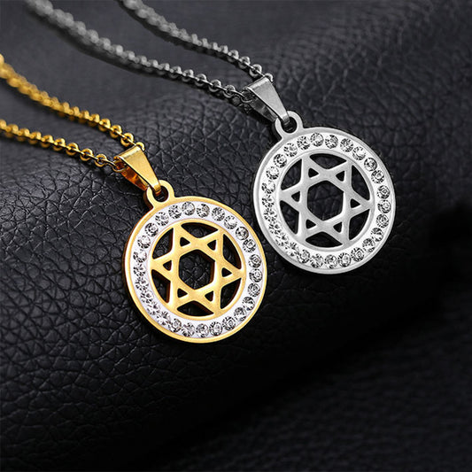 Geometric Hexagram Pendant Necklace Stainless Steel O-Chain Vacuum Plated