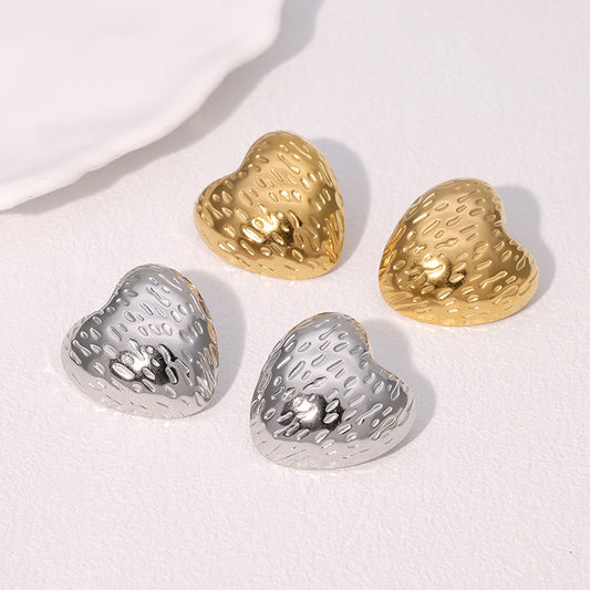 Minimalist Sweet Heart Shaped Plated Stainless Steel Stud Earrings for Women