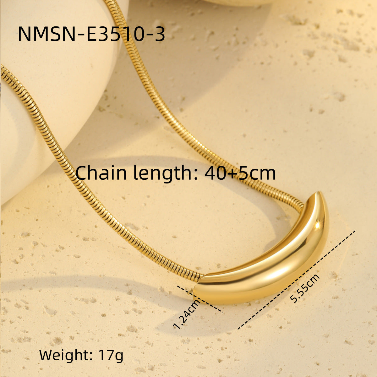 Collana Minimalista da Donna a Catena Snake a Cuore in Acciaio al Titanio con Placcatura in Oro