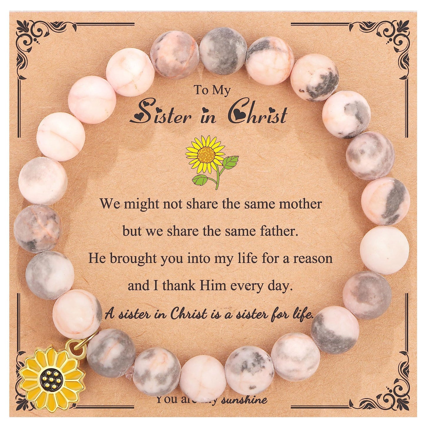 Sweet Floral Sunflower Gemstone Charm Bracelet for Women