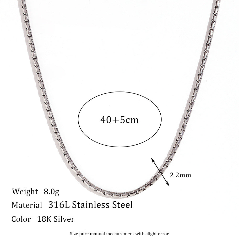 Minimalist Geometric Titanium Steel Plated Stainless Steel Necklace for Women with Snake Chain or Box Chain Style