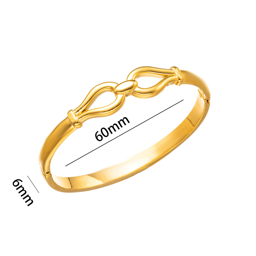Minimalist Titanium Steel Bracelet with Vacuum Plating and Polished Finish Geometric Oval Design