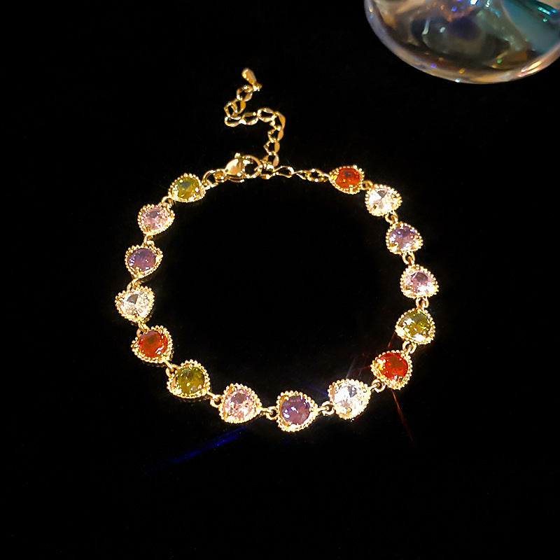 Elegant Gold Plated Brass Butterfly Floral Cubic Zirconia Bracelet for Women
