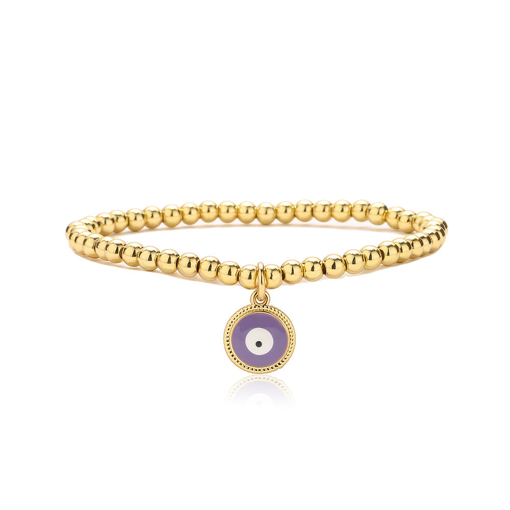 Bracciale a pendente Geometric Demon Eye da donna con perline in rame e finitura smaltata