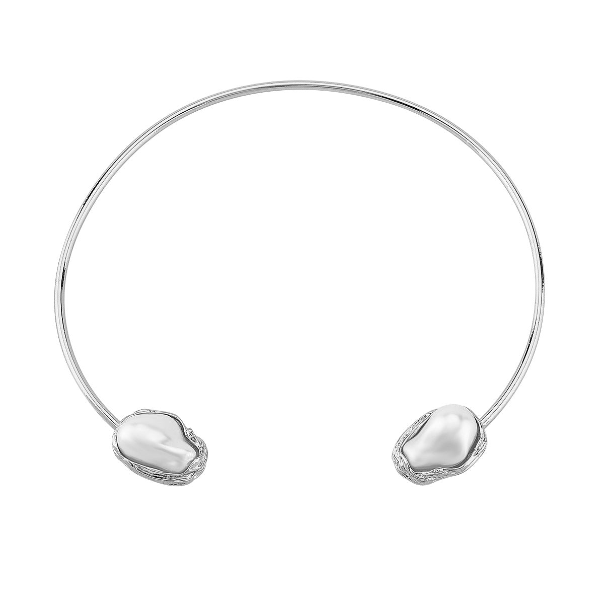 Collar geométrico de moda con base de aleación e incrustaciones de perlas simuladas para mujer