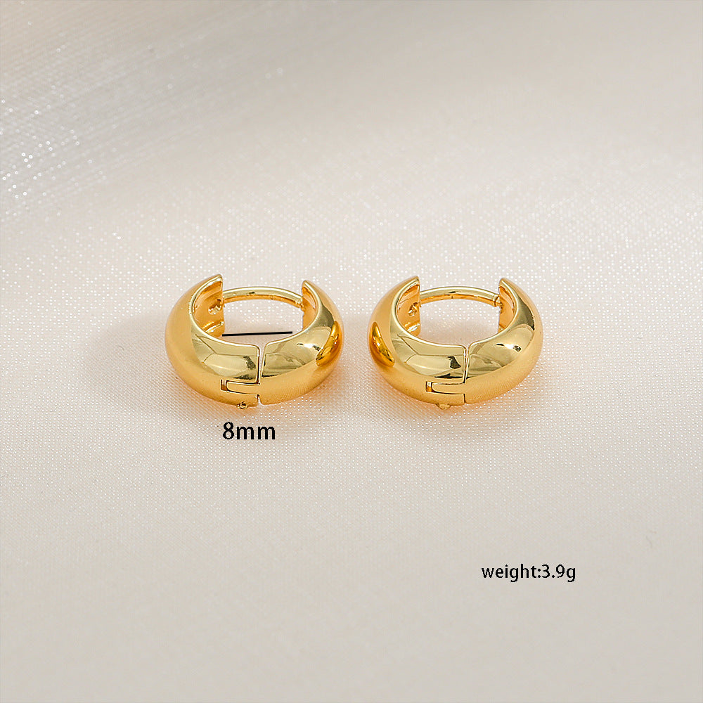 Pendientes de aro geométricos chapados en oro de acero de titanio minimalista para mujer, moda unisex, uso diario