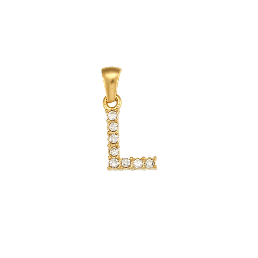 Minimalist Letter Pendant Necklace Stainless Steel with 18K Gold Plating Micro-Pave Zirconia and Pearl Accents