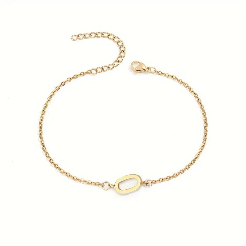 Braccialetto Minimalista con Lettera in Acciaio Inossidabile Placcato Oro Unisex A-Z