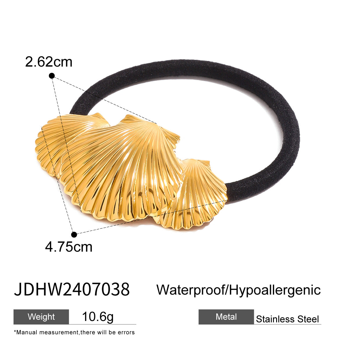 Elegant Shell-Shaped Stainless Steel Hair Tie with Plated Finish for Ponytail and Bun Styling