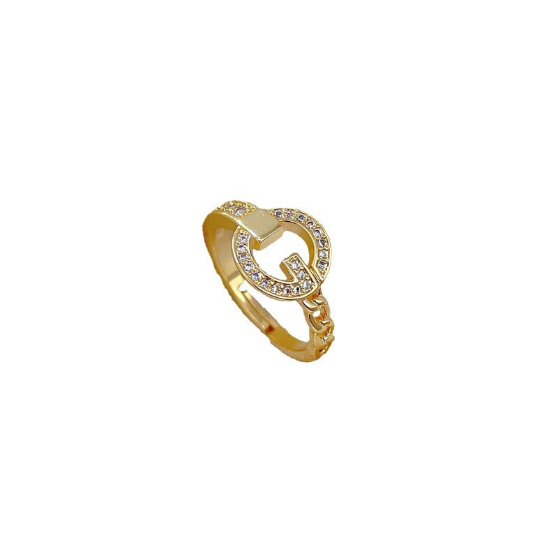 Anello in Ottone Placcato Oro a Forma di Corona in Stile Cartone Animato con Apertura Regolabile da Donna