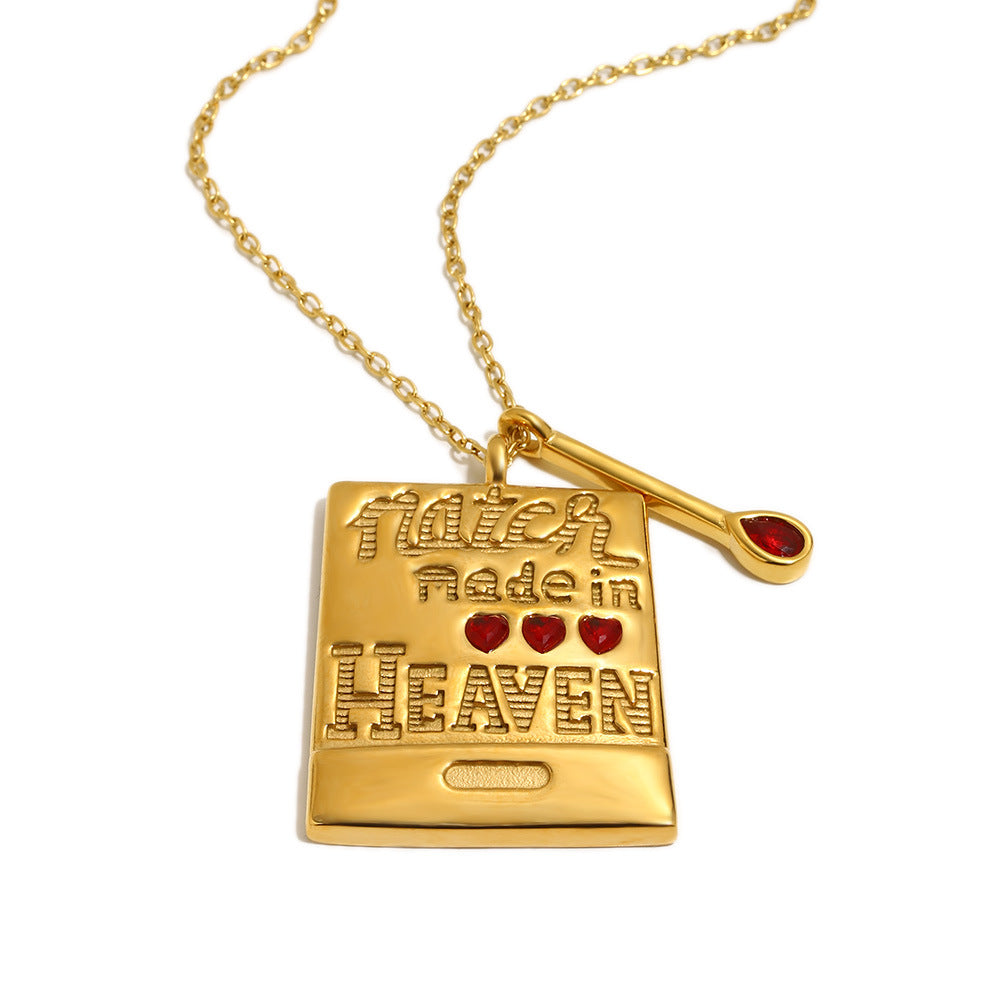 Luxury 18K Gold Plated Square Geometric Stainless Steel Pendant Necklace for Women