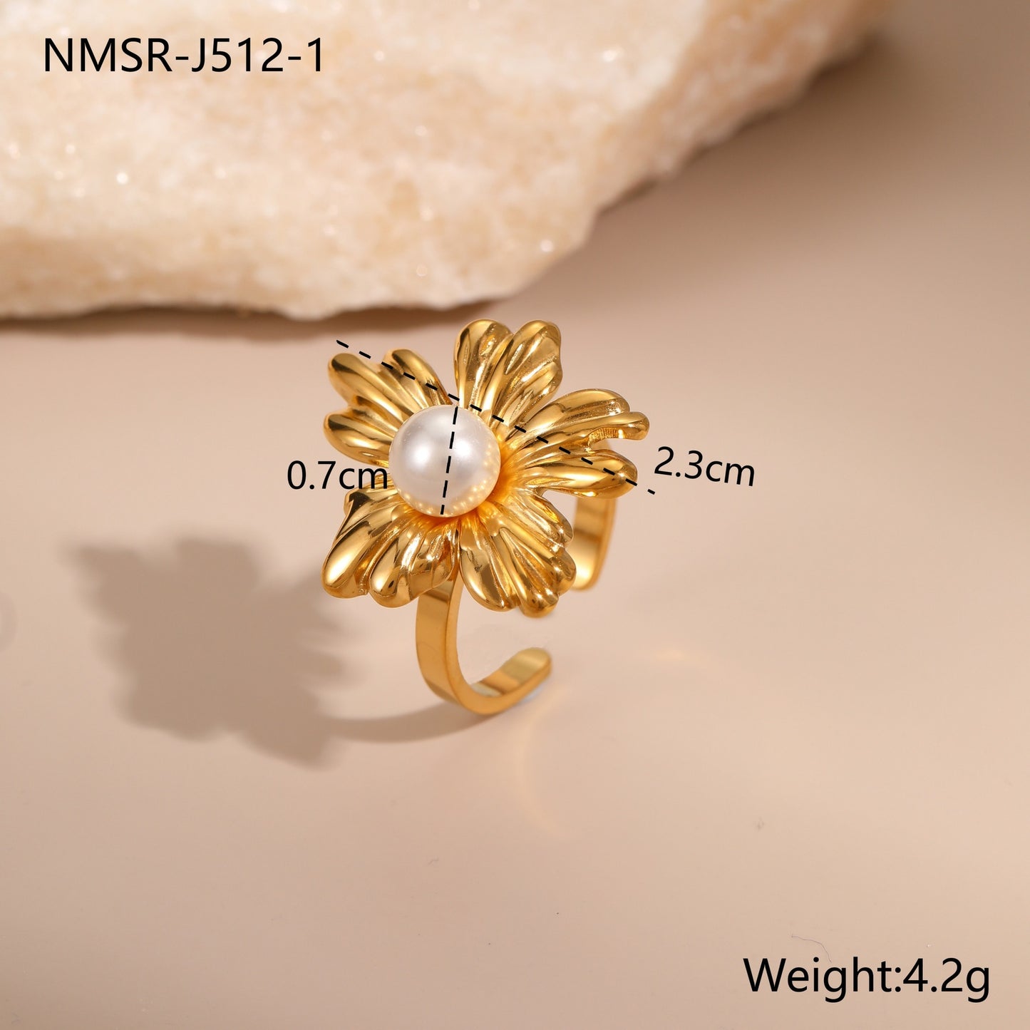 Minimalist Geometric Stainless Steel Ring with 18K Gold Plating Adjustable Open Band Elegant Luxury Women's Jewelry