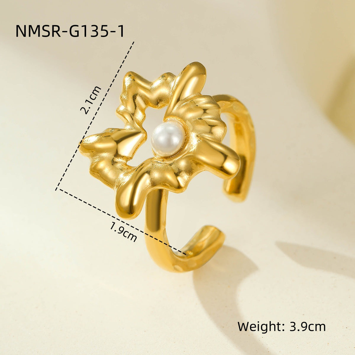 Anello regolabile minimalista geometrico in acciaio al titanio placcato oro da donna
