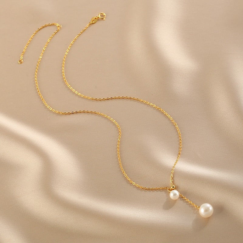 Minimalist Y-Shaped Titanium Steel Clavicle Necklace with Irregular Pendant for Women