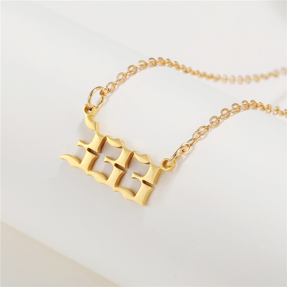 Number Stainless Steel Plated Alloy Pendant Box Chain Necklace