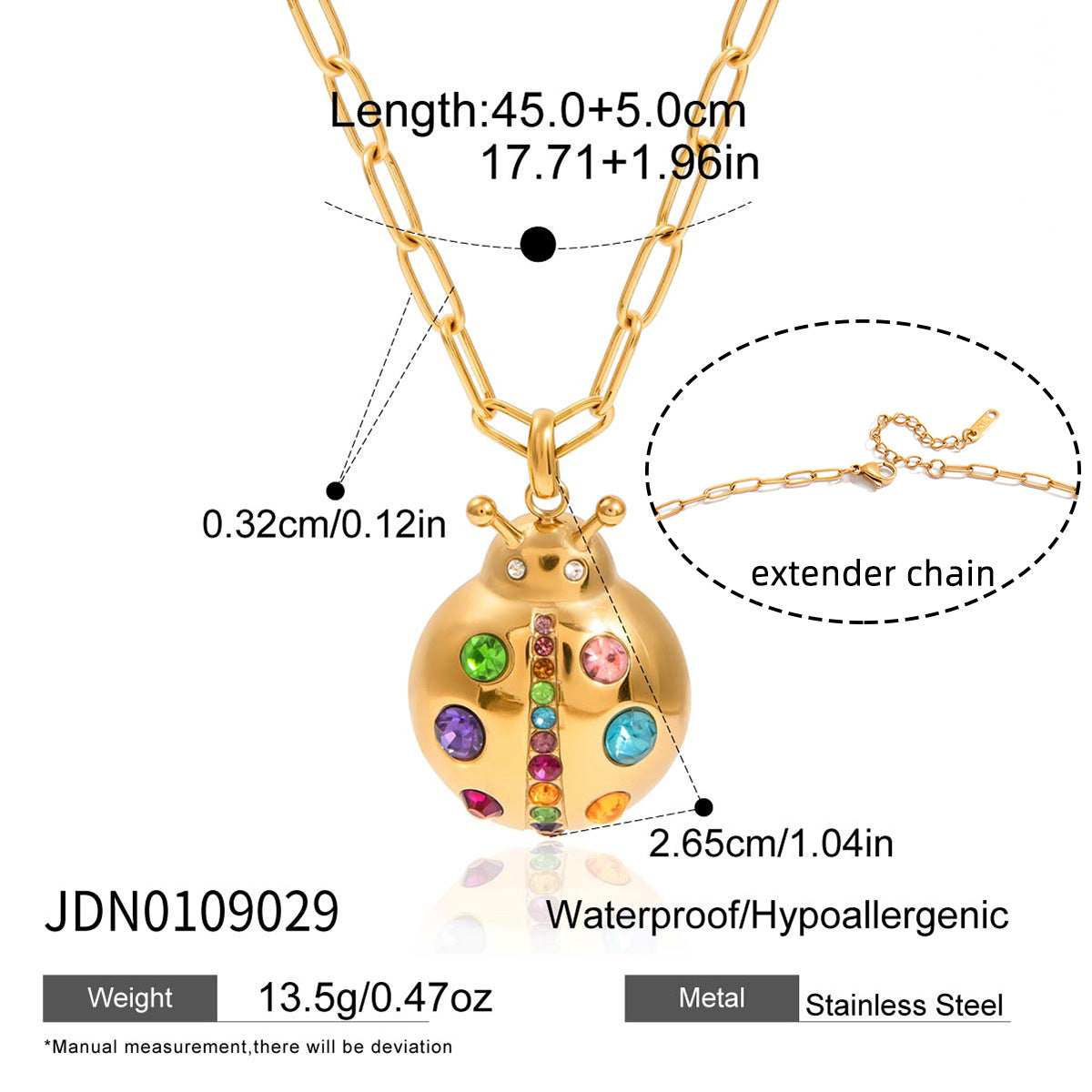 Minimalist Geometric Ladybug Stainless Steel PVD Necklace for Women