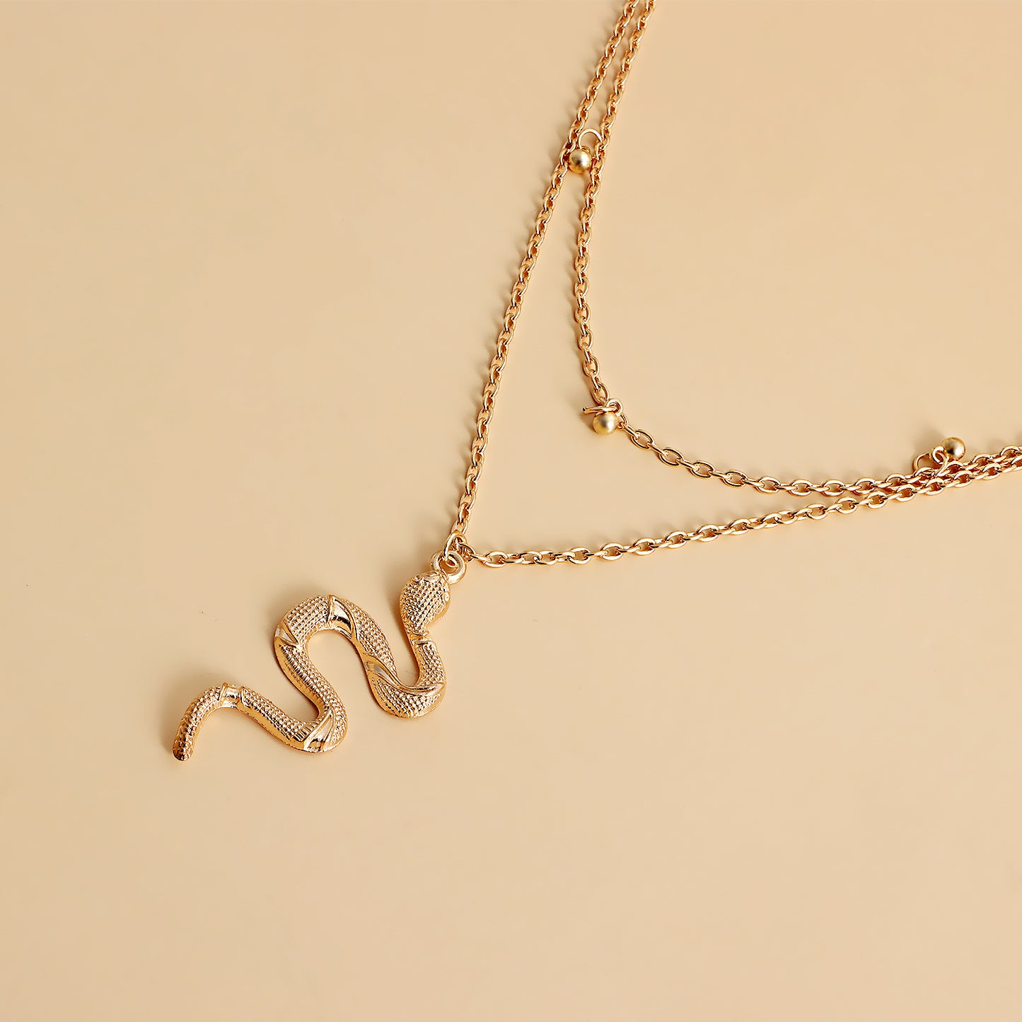 Punk Style Double-Layer Snake Chain Waist Chain for Women with Alloy Beads and Slim Design