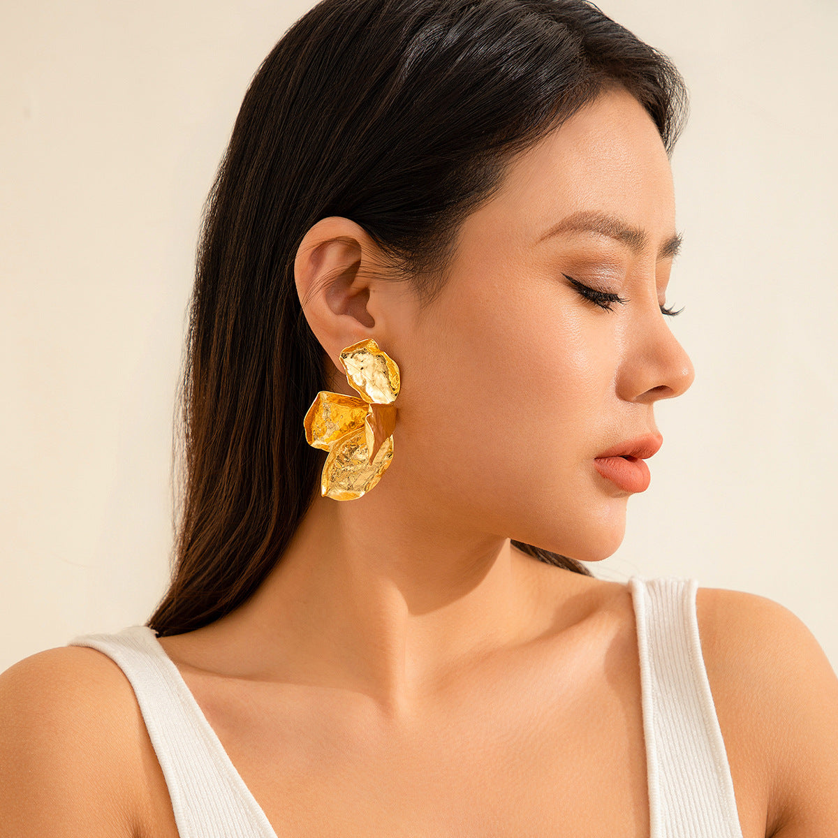 Minimalist Geometric Liquid Metal Plated Alloy Earrings