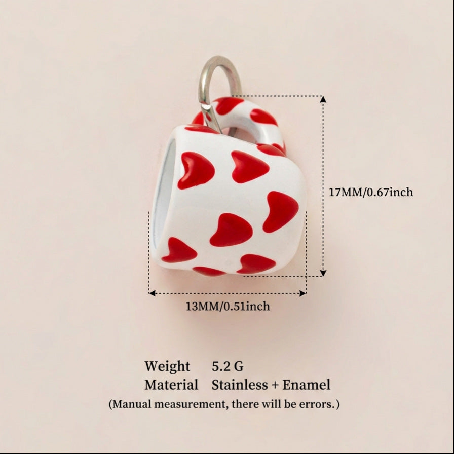Vintage 18K Gold Plated Brass Heart Drip Oil Cartoon Charm Bar for Women