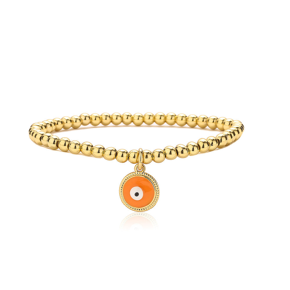 Bracciale a pendente Geometric Demon Eye da donna con perline in rame e finitura smaltata