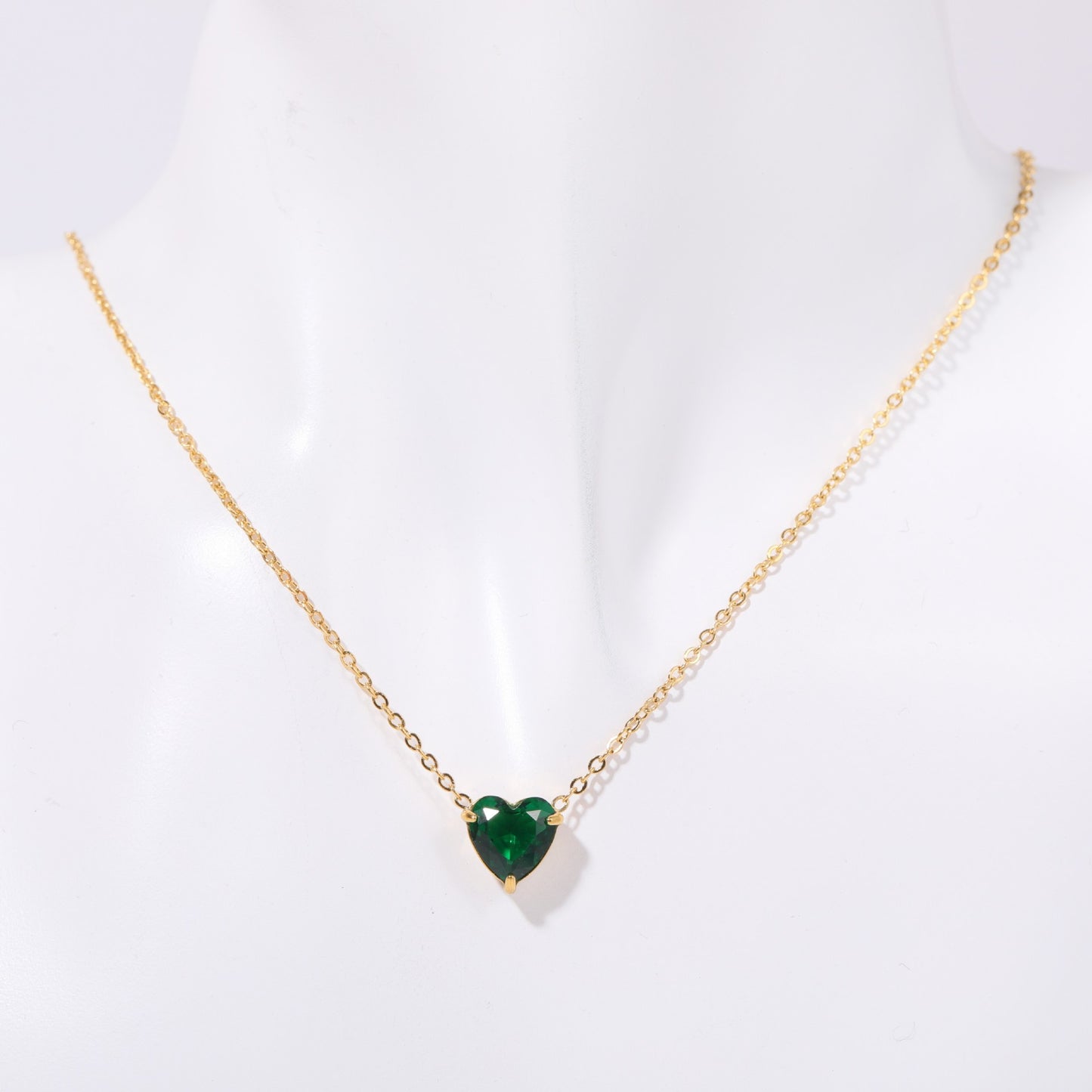 Elegant Titanium Steel Plated Heart Geometric Pendant Necklace with Birthstones