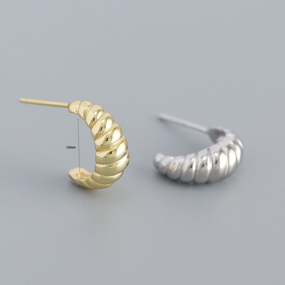 Geometric S925 Sterling Silver Stud Earrings for Women with Plated Finish — Minimalist Fashion-Forward Ear Jewelry