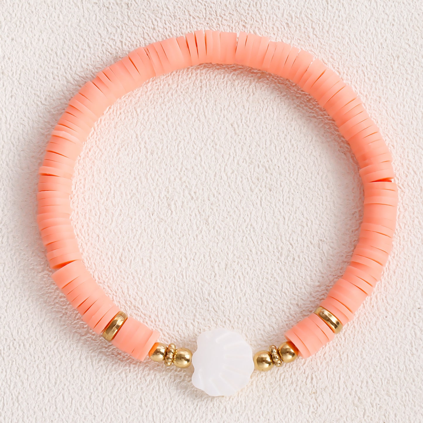 Minimalist Geometric Polymer Clay Heart Mother-of-Pearl Bracelet for Women with Plated Finish